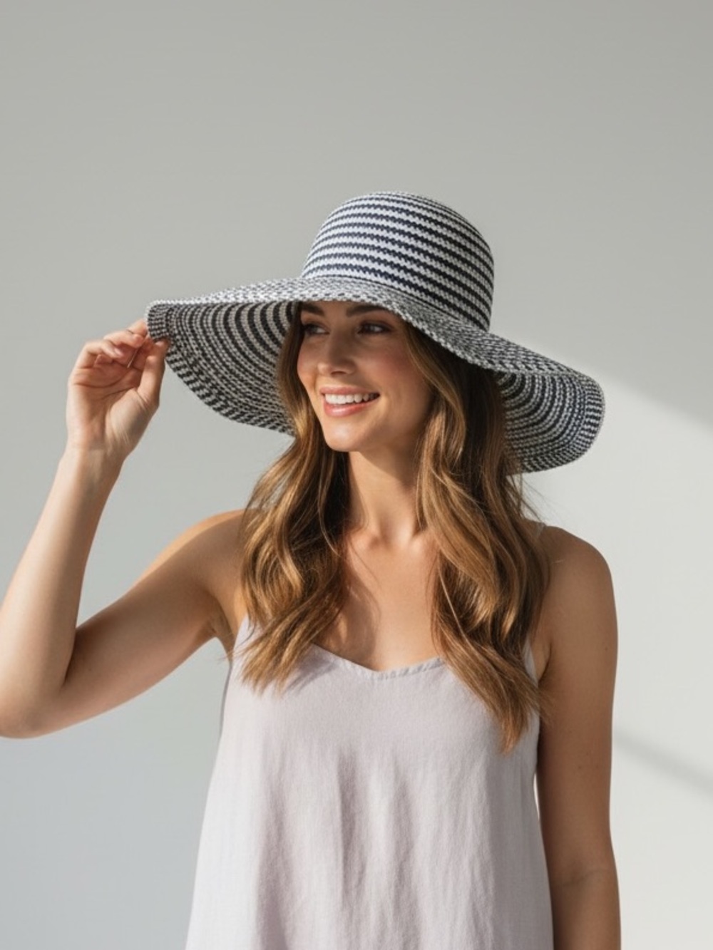 Tommy Bahama Toyo Woven Straw Wide Brim Sun Hat – Blue & Natural, OS Pineapple